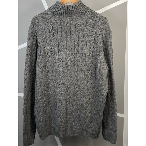 Vineyard Vines Sweater Mens XXL Quarter Zip Cable Knit Wool Blend Flecked Gray - Picture 2 of 16
